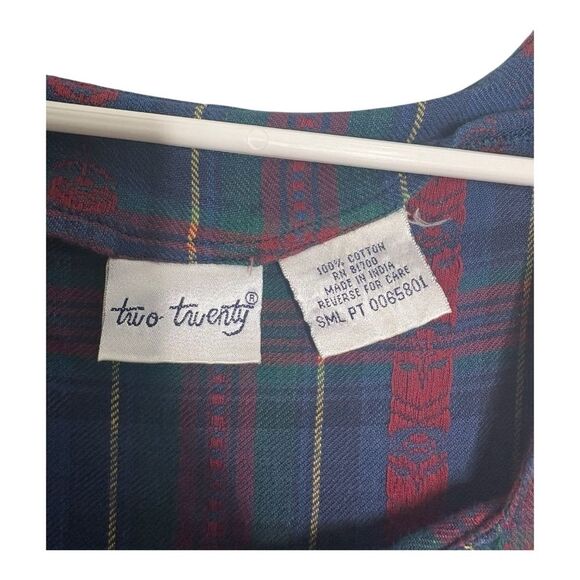 Vintage two twenty school abc teachers dress size small petite plaid chambray - Picture 10 of 15